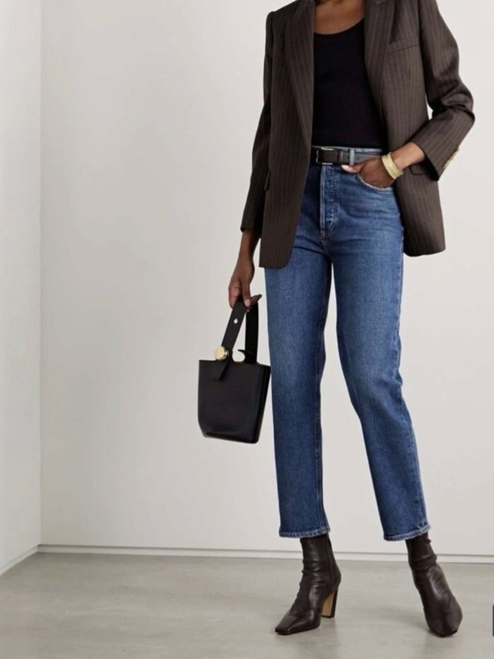 Agolde Nico High-Rise slim Straight Jeans in Medium Blue Wash size 32